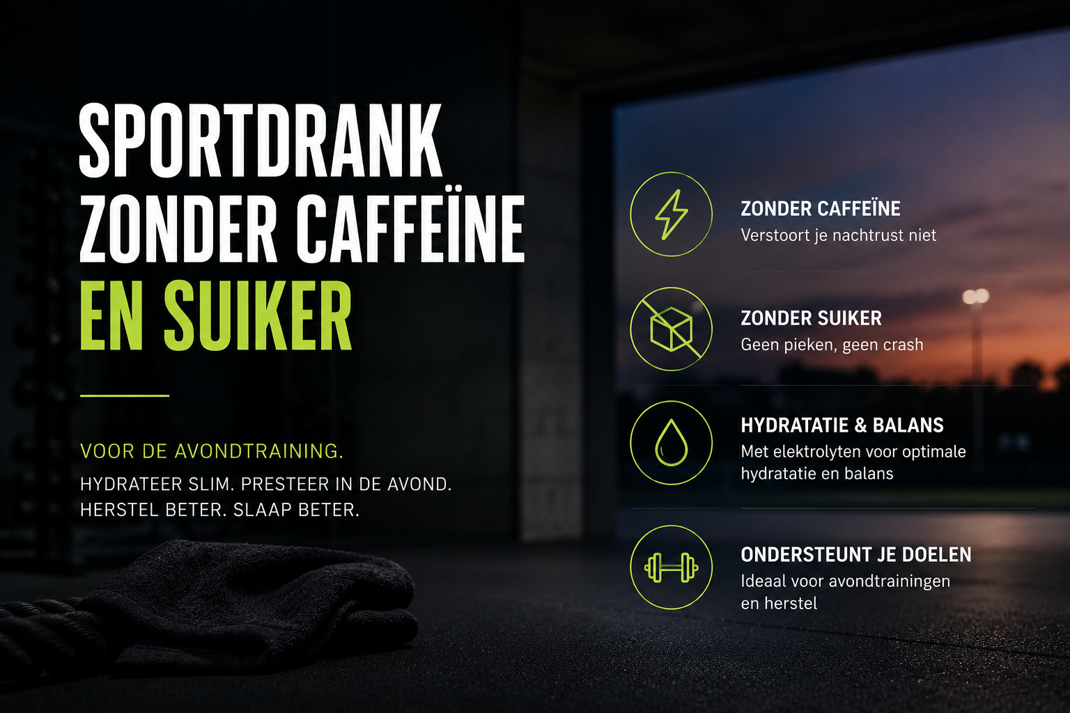 caffeine- en suikervrije sportdrank