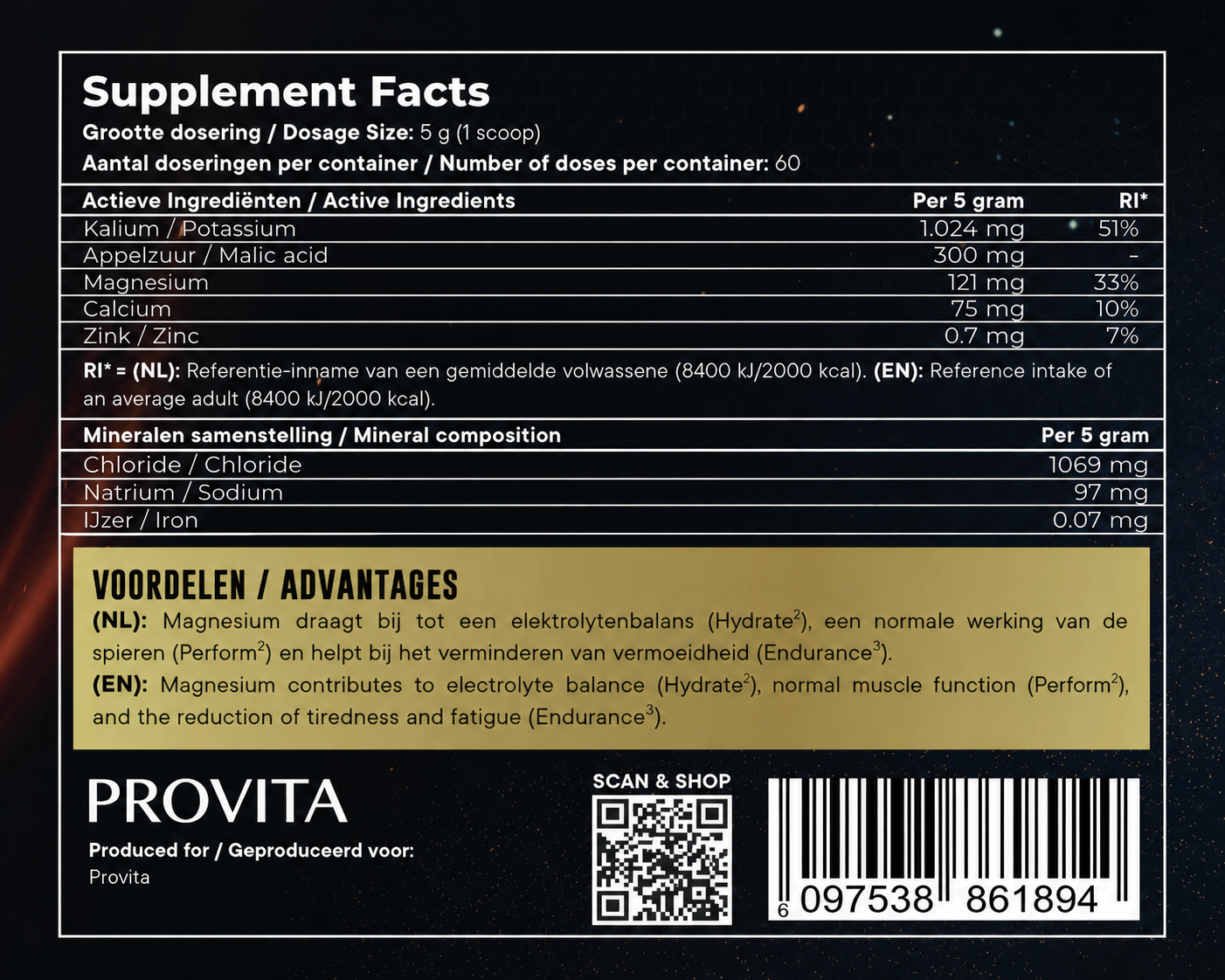 Elektrolyten Poeder Strawberry Lemon – Hydration Mix voor Sporters – Natrium, Kalium & Magnesium – 60 Servings
